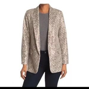 Love Token Faux Leather Snake Print Blazer Jacket S
